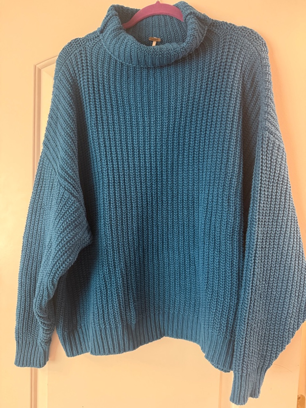 Free People Teal Ribbed Turtleneck Sweater